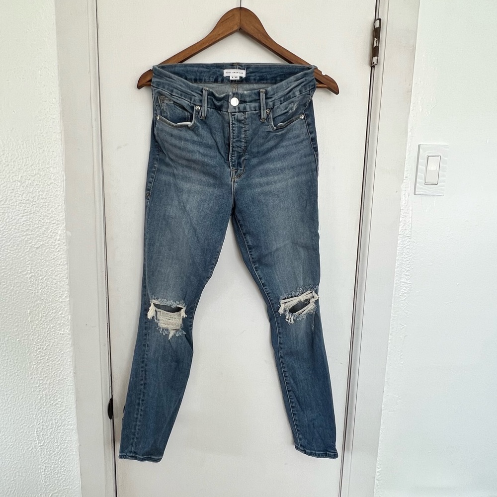 Good American skinny ripped jeans